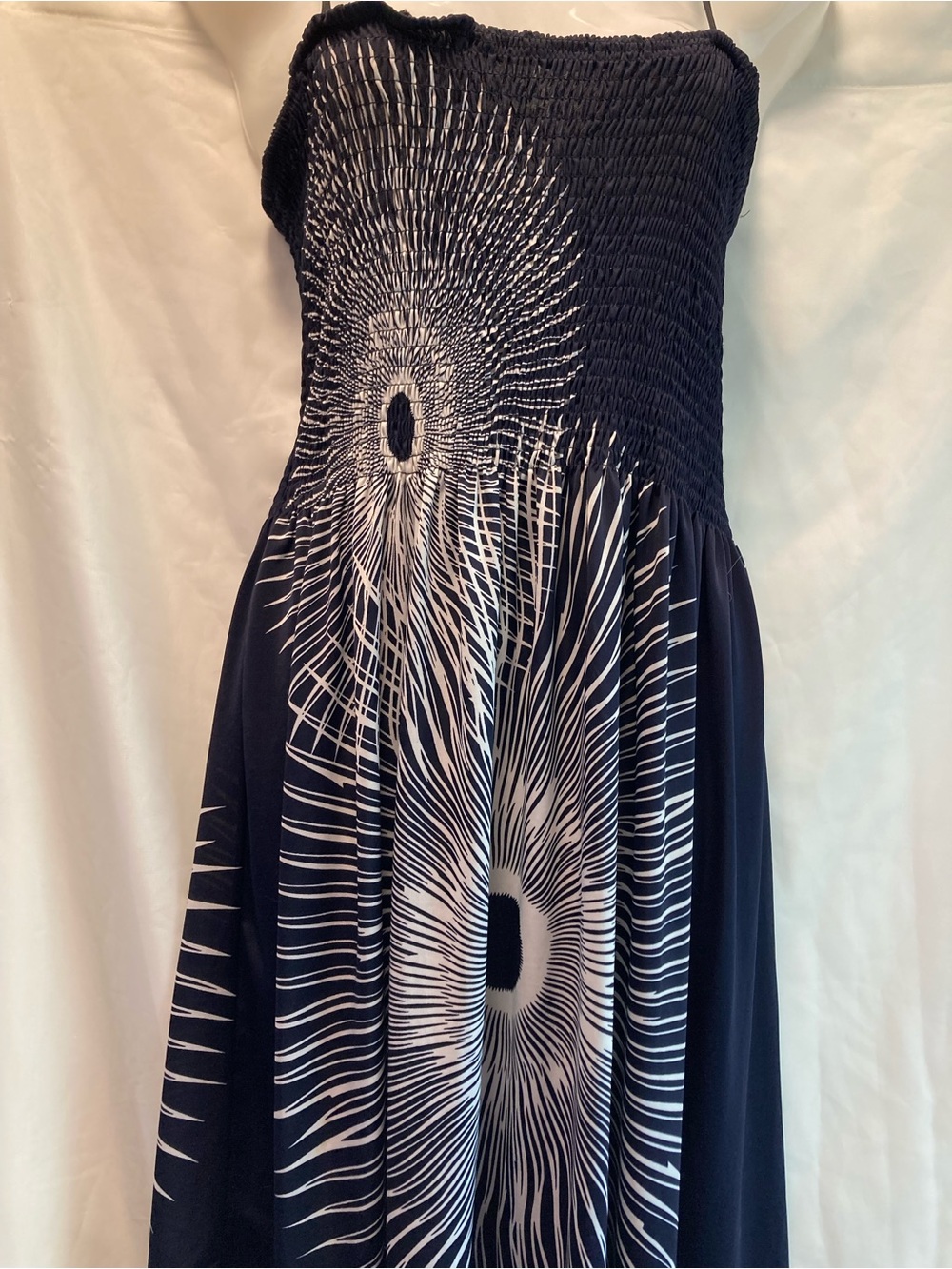 Shoreline Black Midi Dress with White Radiant Print ONE SIZE FIT MOST